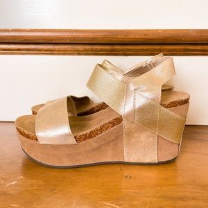 Gold Heeled Wedges